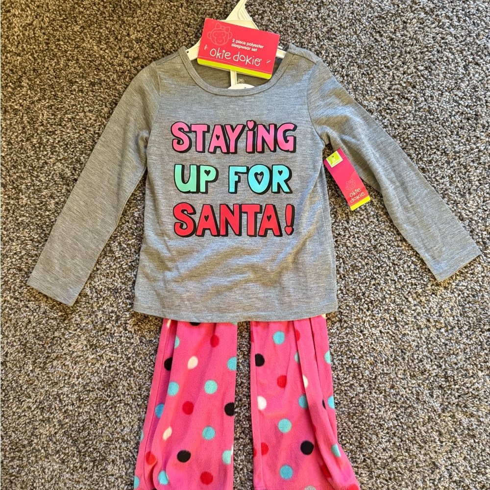 okie dokie Festive Gray and Pink Pajama Set